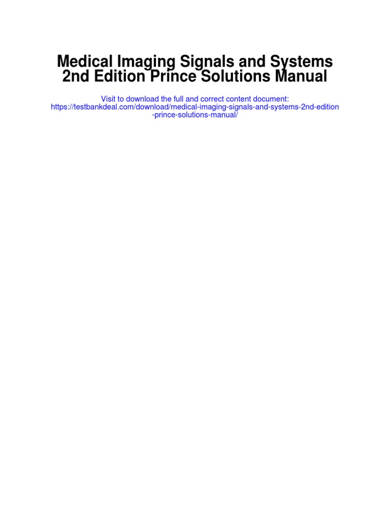 Medical Imaging Signals and Systems 2nd Edition Prince Solutions Manual