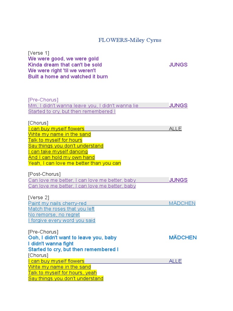 Flowers 7C Geteilt Text | PDF