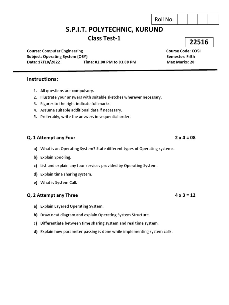 Osy QP | PDF | Computers | Technology & Engineering
