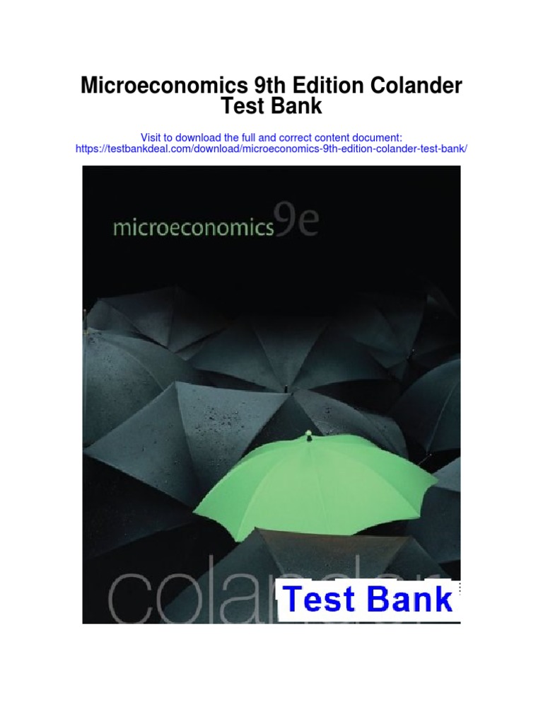 Microeconomics 9th Edition Colander Test Bank PDF Potato Food And