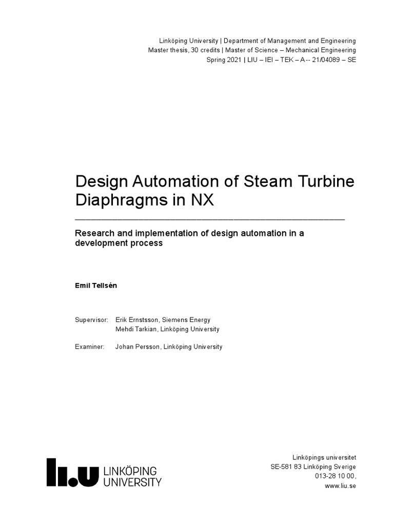 Design Automation of Steam Turbine Diaphragms in NX PDF Methodology