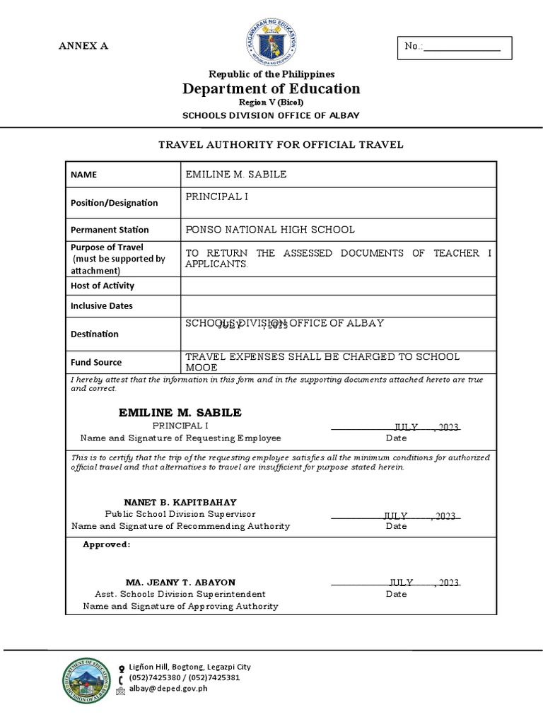 Travel Order Template PDF