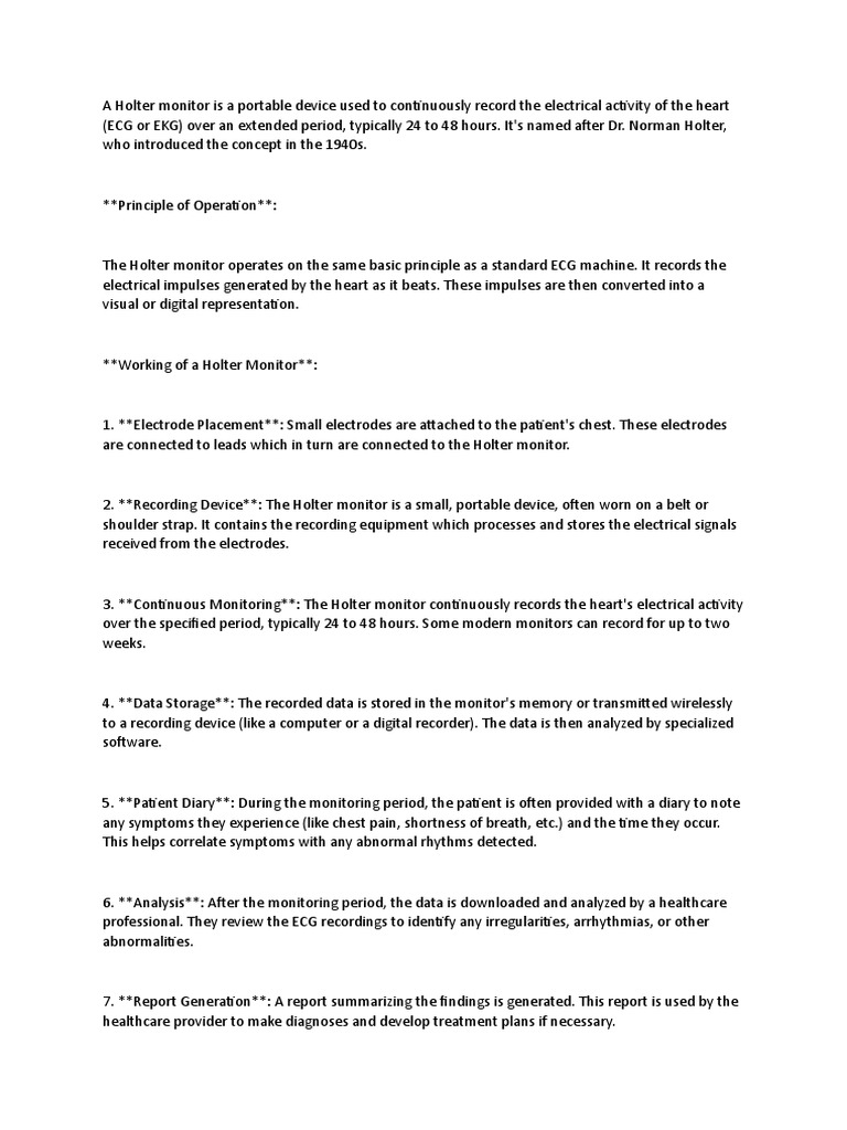 Holter Monitor PDF Health Sciences Diseases And Disorders