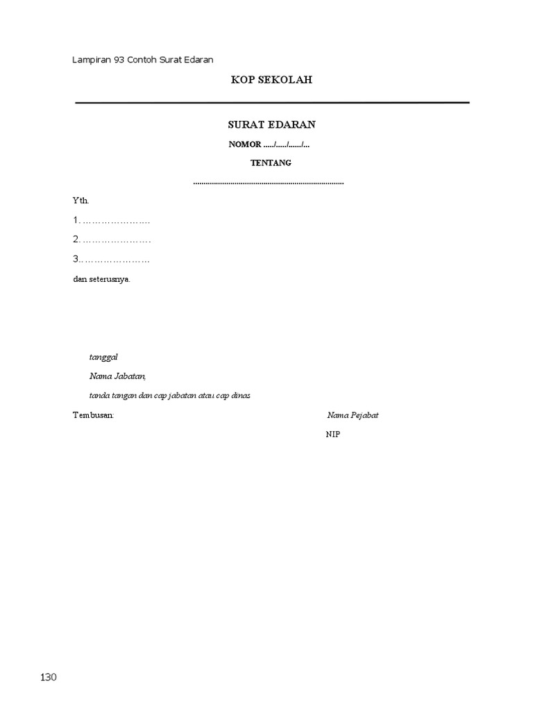 Contoh Format Surat Edaran Dinas | PDF