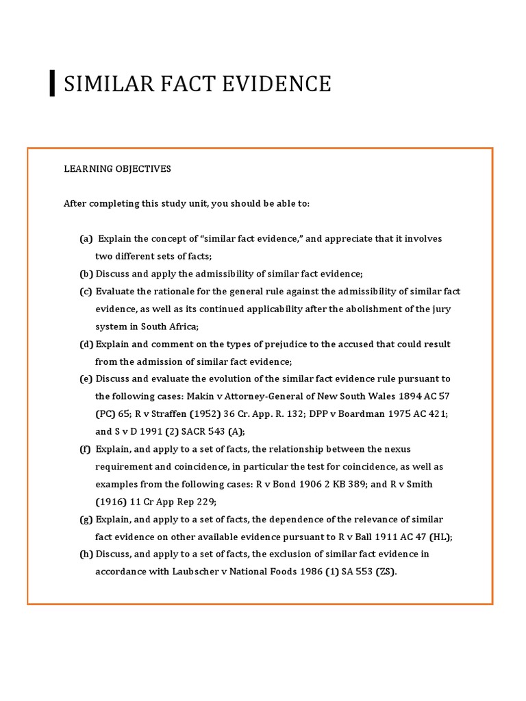Similar Fact Evidence | PDF | Relevance (Law) | Evidence (Law)
