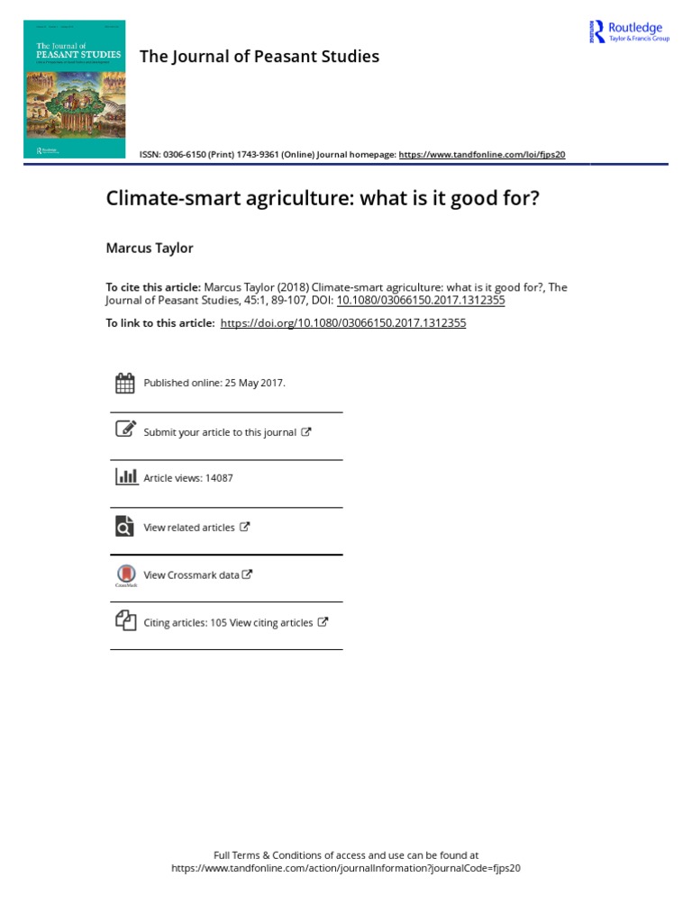 Introduction of Climate Smart Agriculture What Is It Good For | PDF ...