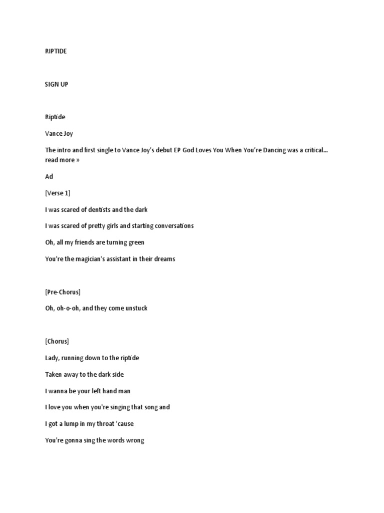 RIPTIDE Lyrics-WPS Office | PDF
