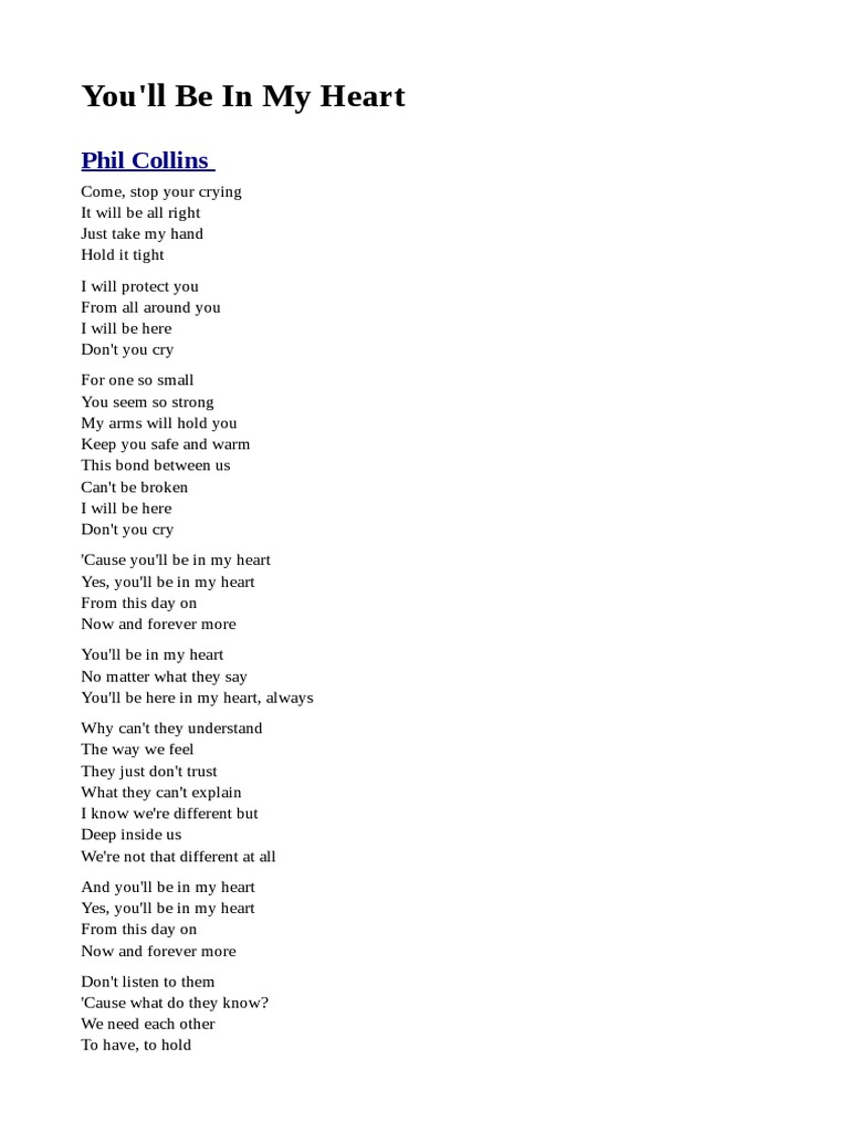 Youll be in my heart pdf