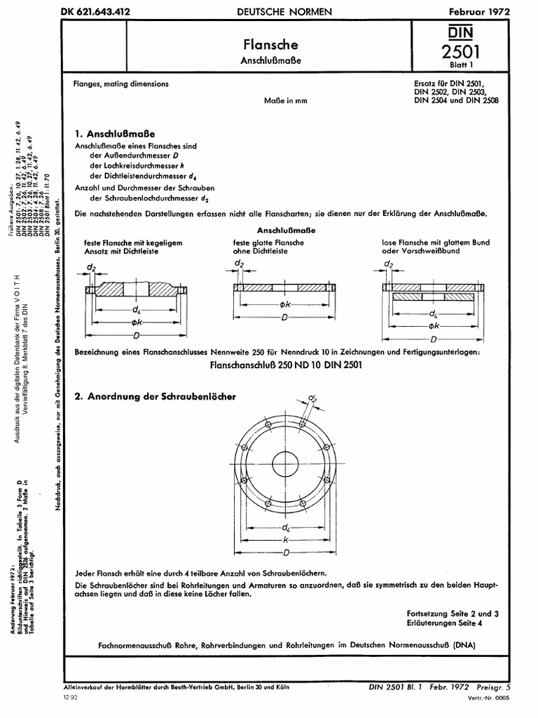 DIN - 2501 Flange Standard | PDF