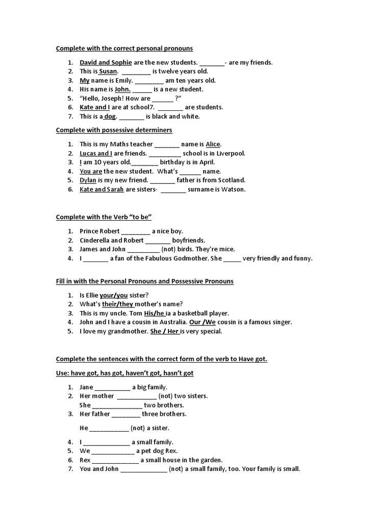 Complete With Personal Pronouns Pdf Linguistics Syntax