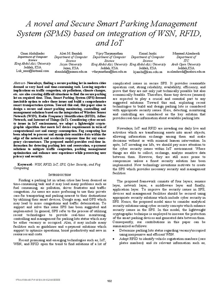 A Novel and Secure Smart Parking Management System (SPMS) Based On ...