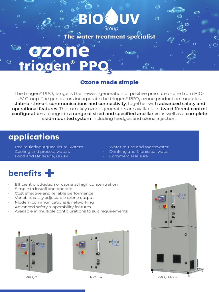 BIO-UV Triogen datasheet-Ozone-PPO3 EN | PDF | Ozone | Water
