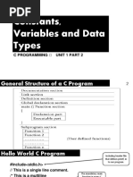 Unit 1 - II Consts Vars and Data Types