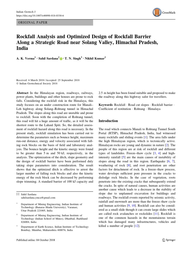Rockfall Barrier Design in Solang Valley | PDF | Velocity | Surface ...
