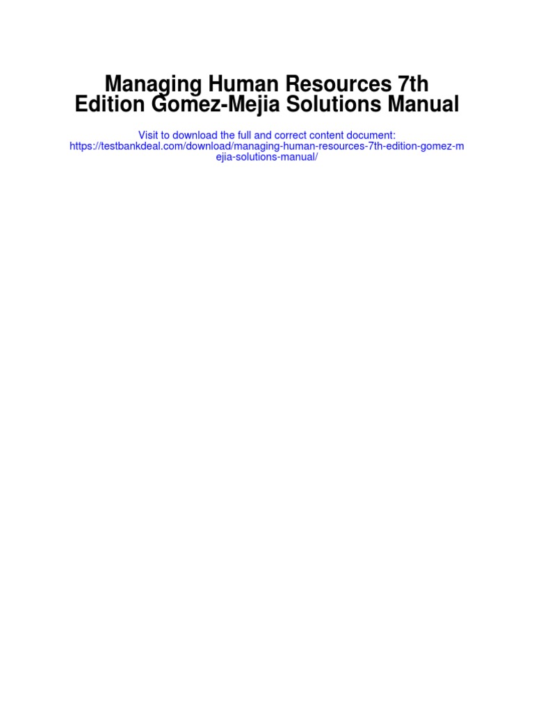 Managing Human Resources 7th Edition Gomez Mejia Solutions Manual PDF