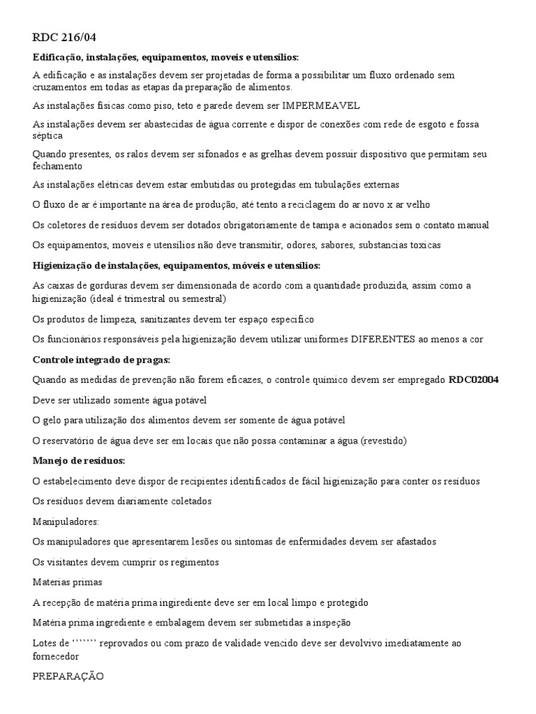 RDC 216 | PDF | Desperdício | Alimentos