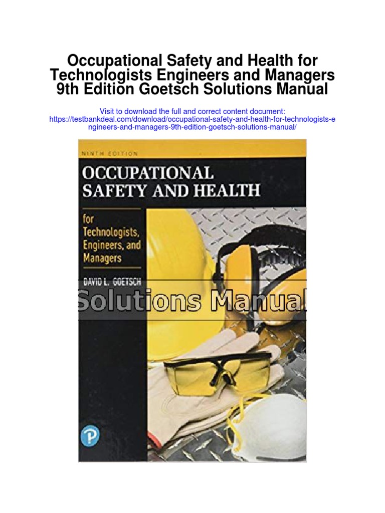 Occupational Safety and Health For Technologists Engineers and Managers