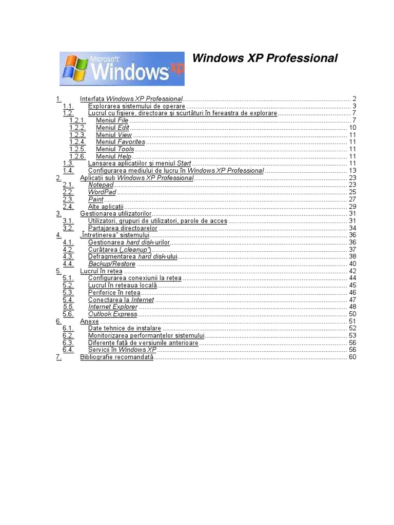 Windows XP Manual de Utilizare | PDF