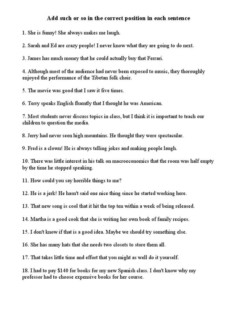 So Such Too Enough Exercises Pdf