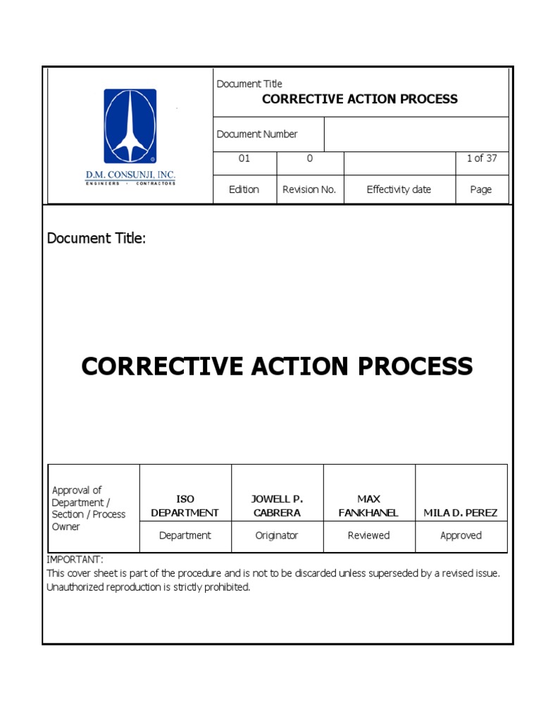 Corrective Action Process Overview | PDF | Production And Manufacturing ...