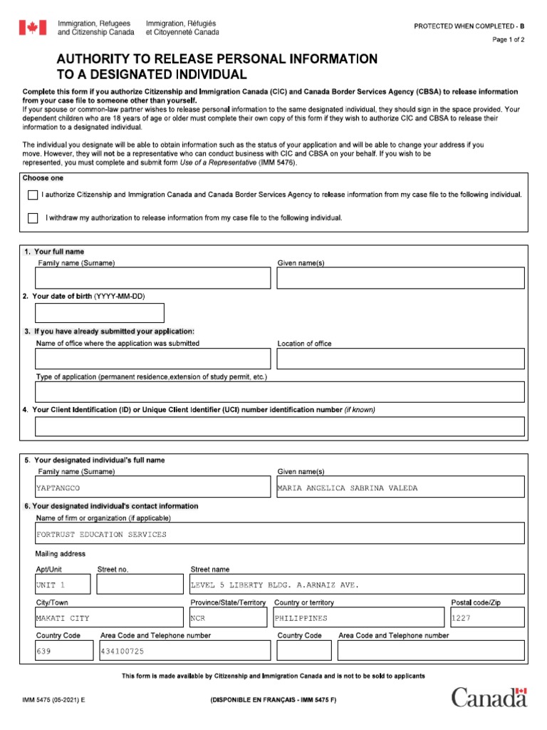 Imm 5475 PDF | PDF