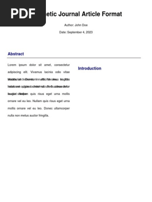 Journal Article Format Elsevier Style