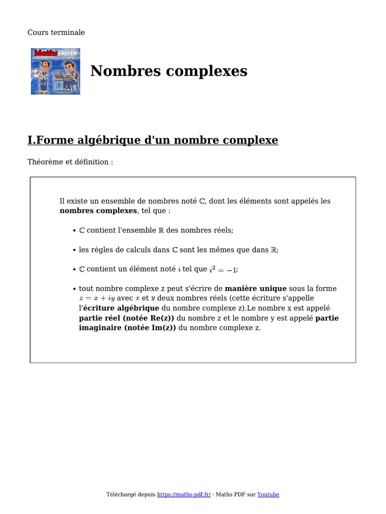 Cours sur les Nombres Complexes | PDF | Nombre complexe | Nombre