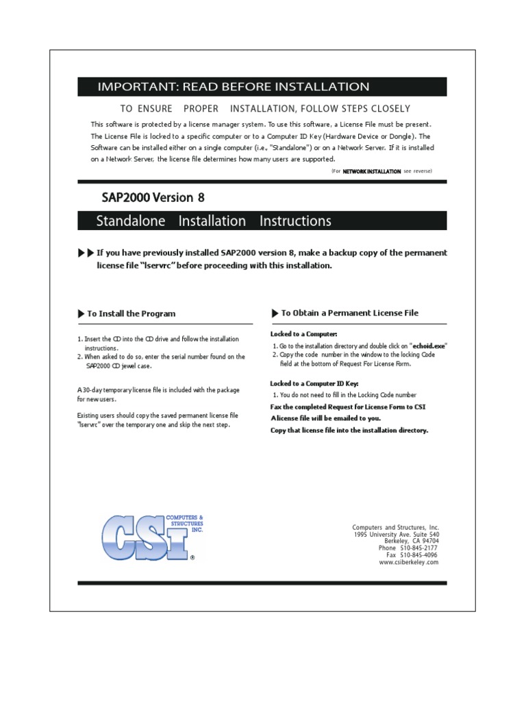 SAP2000 Installation Guide for Linux | PDF | Installation (Computer ...