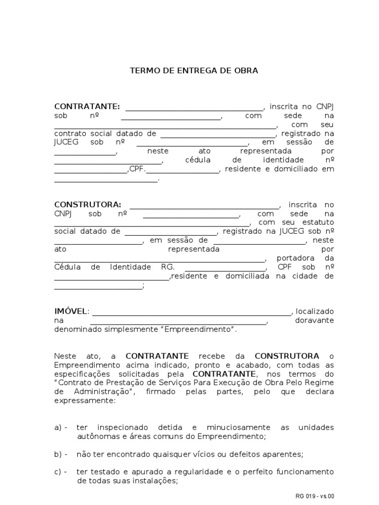 RG 019 Termo de Entrega de Obra - Vs.00