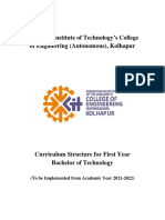 FY B Tech (Core Branches) Structure Wef 2021-22