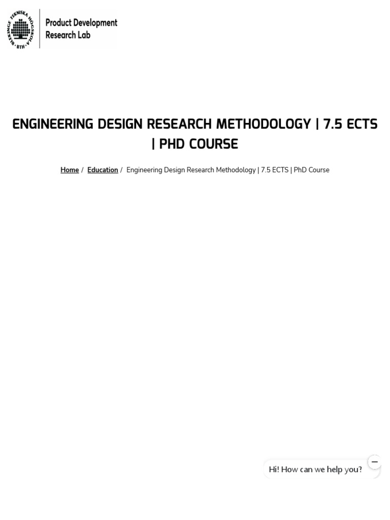 Engineering Design Research Methodology 7 5 Ects Phd Course