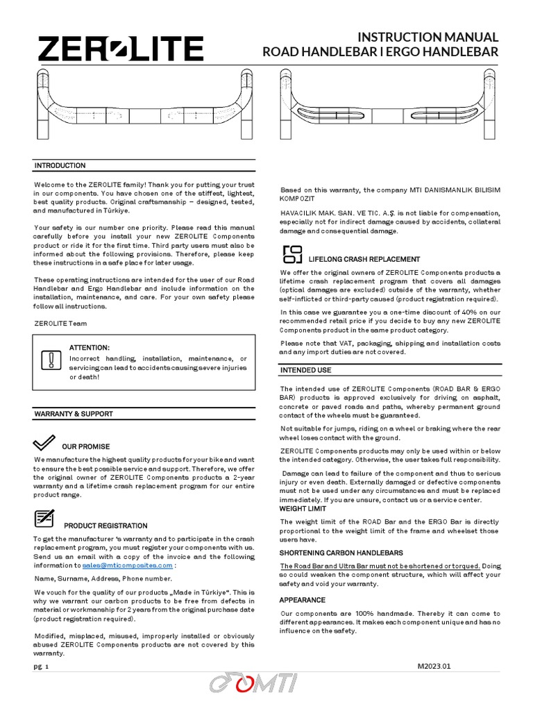ROAD HANDLEBAR MANUAL Rev1 PDF Screw Manufactured Goods