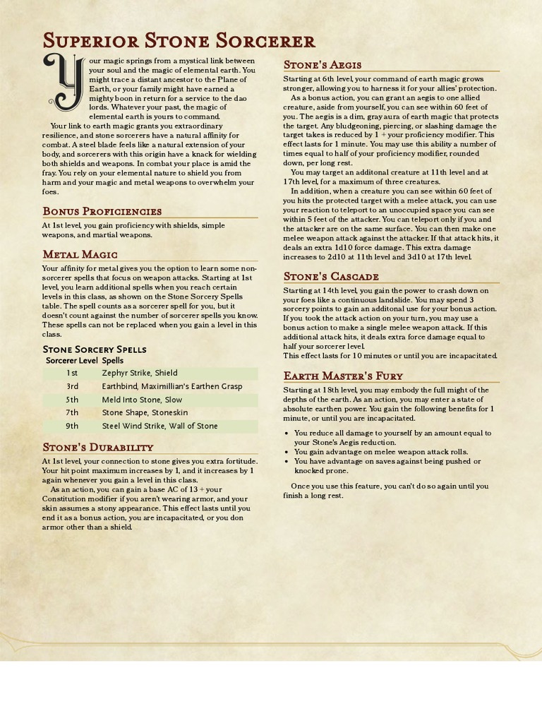 Superior Stone Sorcerer - The Homebrewery | PDF | Magician (Fantasy)