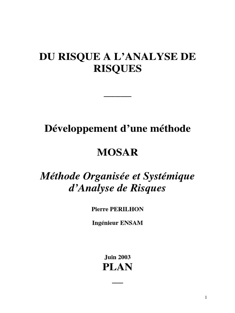Méthode MOSAR : Analyse des Risques | PDF | Risque | Sécurité