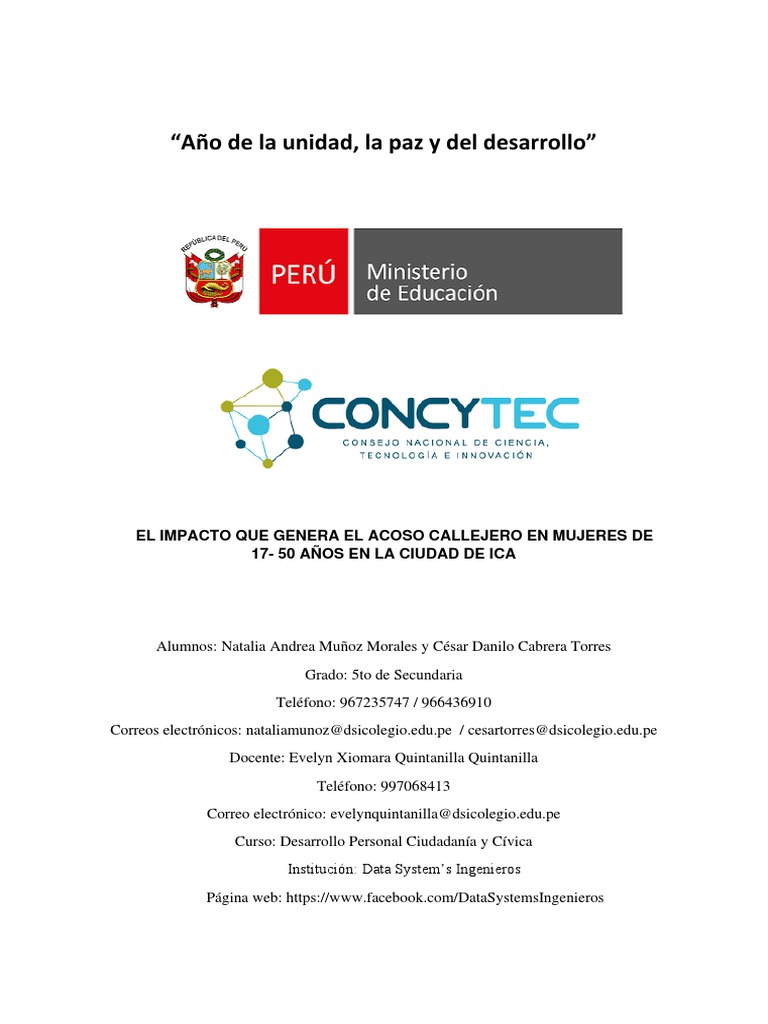 Impacto del Acoso Callejero en Mujeres de Ica | PDF | Acoso sexual ...