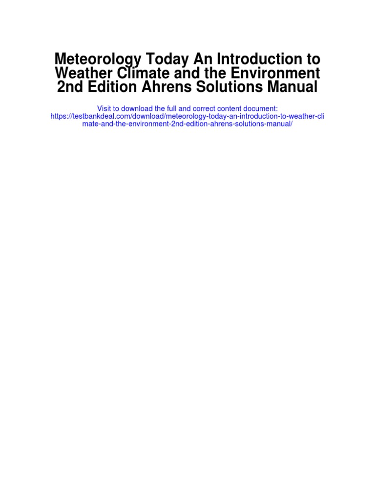 Meteorology Today An Introduction To Weather Climate and The