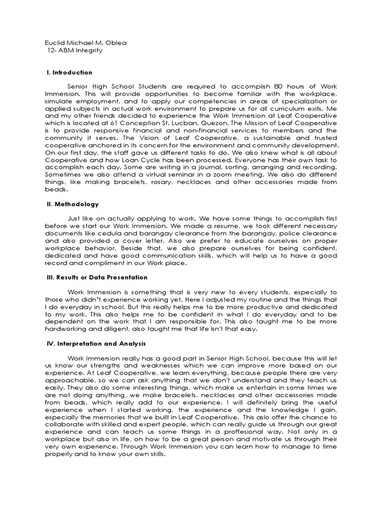 Field Report PDF Experience Behavior Modification