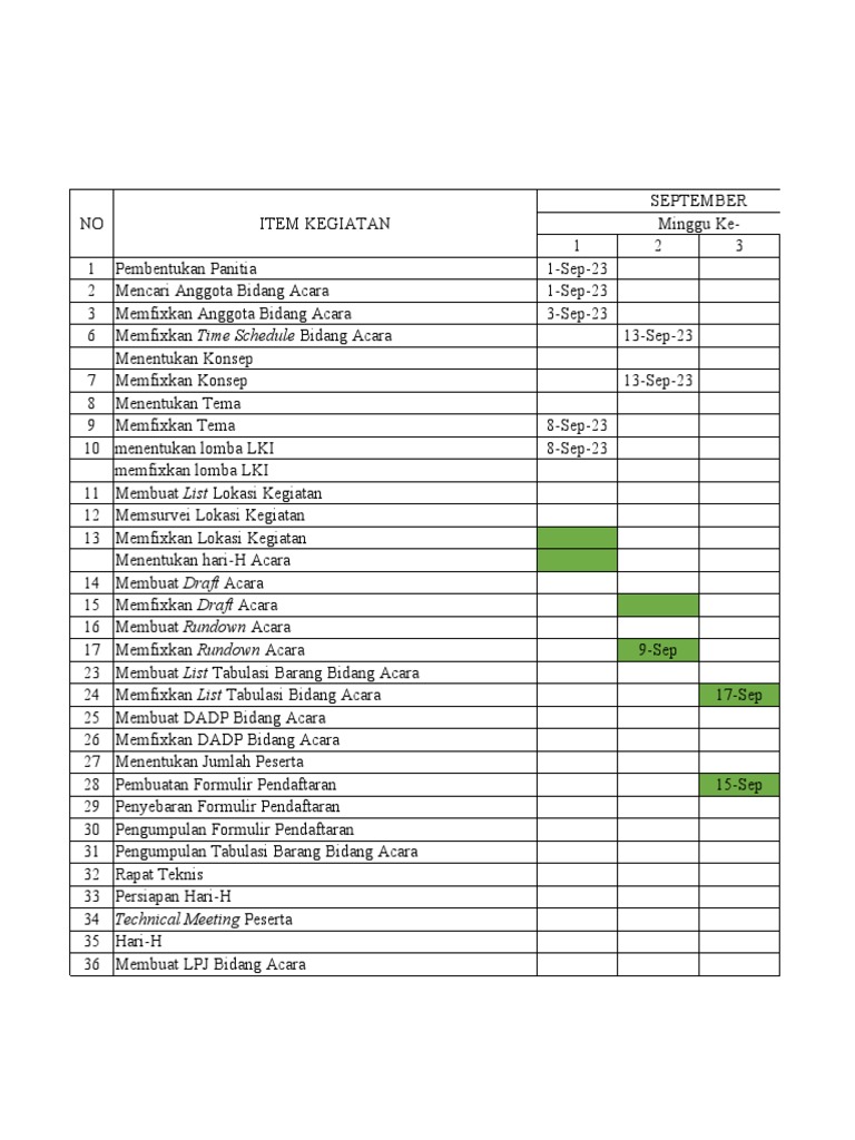 Time Schedule Bidang Acara | PDF