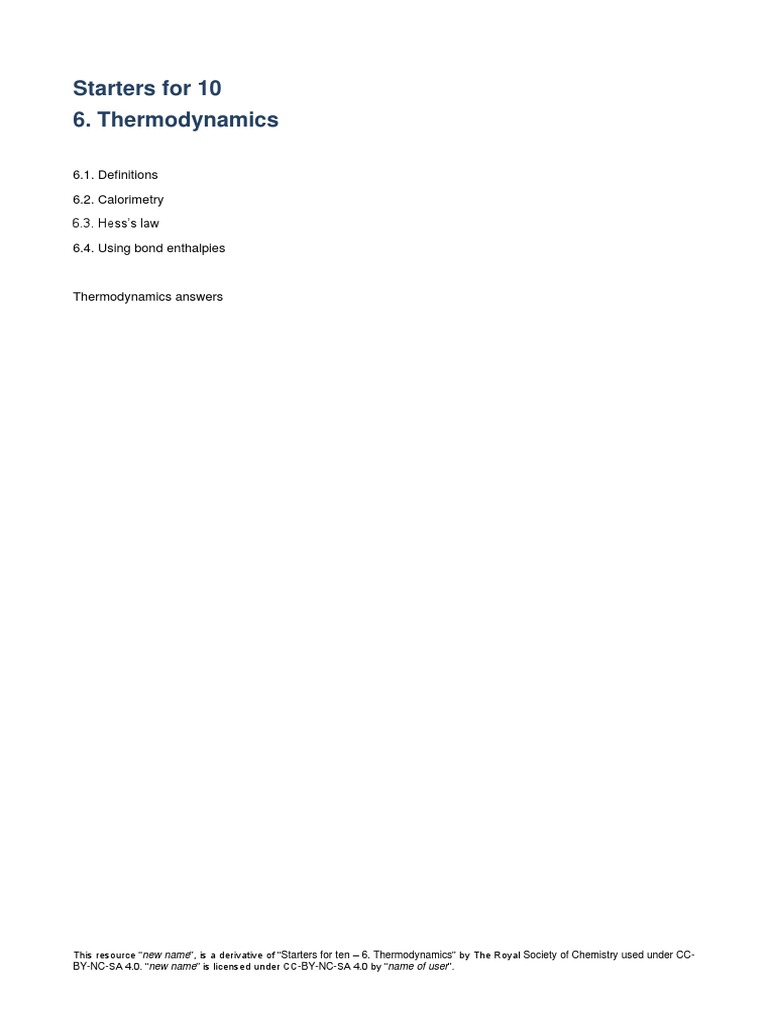 Thermodynamics Worksheet | PDF | Enthalpy | Combustion