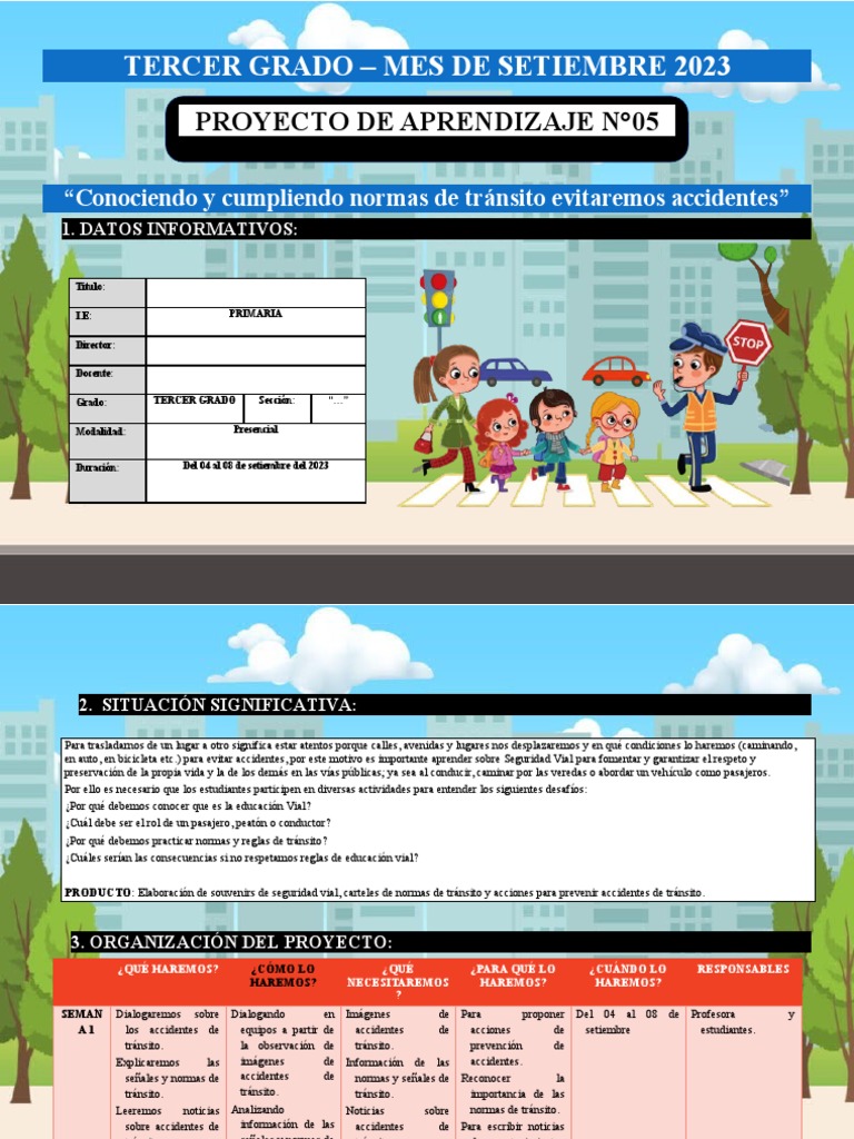 3° Proyecto de Aprendizaje - Mes de Setiembre - Tercer Grado | PDF ...