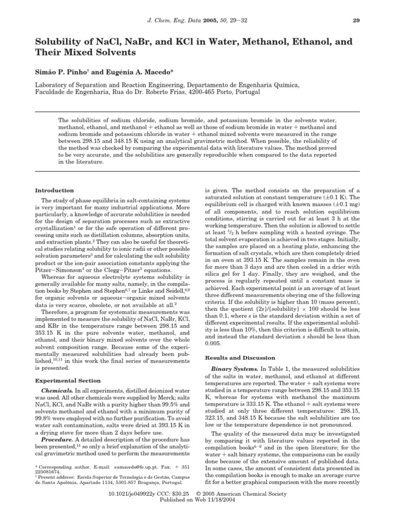 Solubility NaCl PDF Solubility Solvent