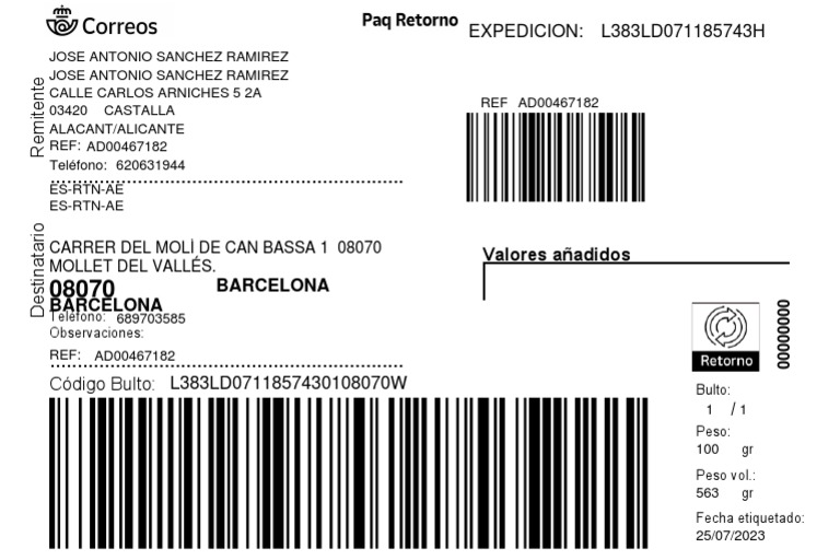 Información de Envío y Etiquetado | PDF