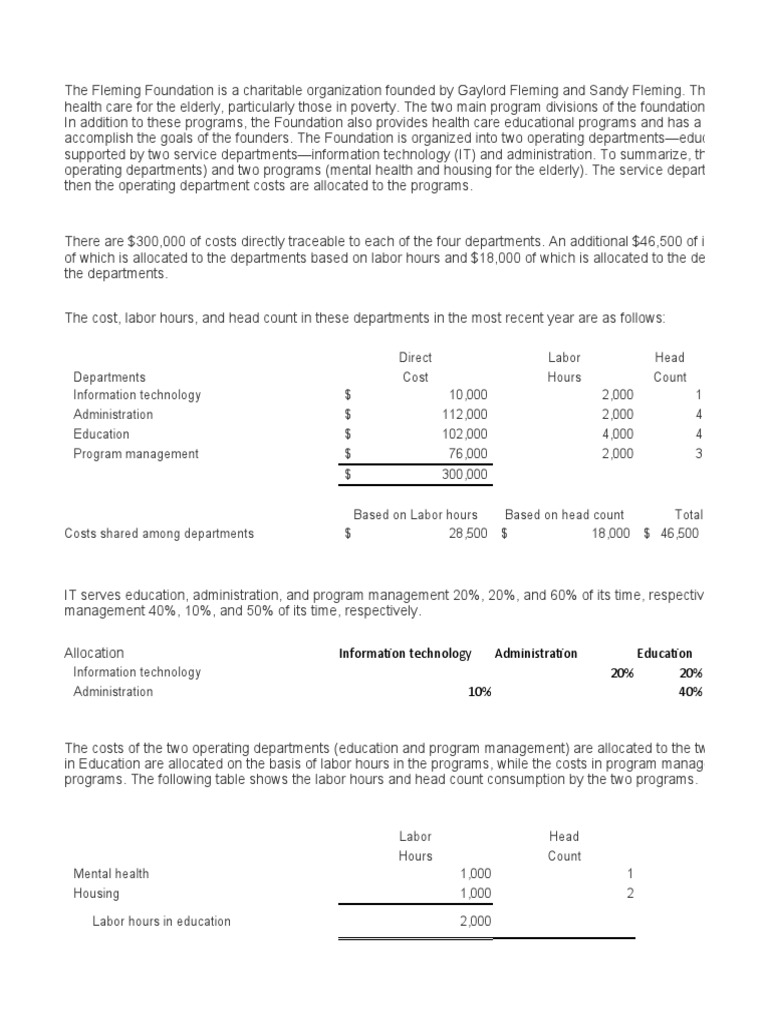 Departmental Cost Allocation PDF Economies