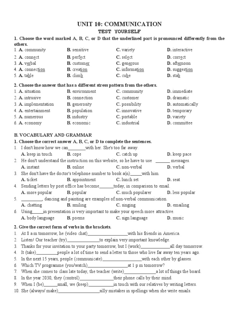 Unit 10 Test Yourself | PDF