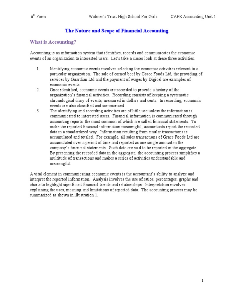 The Nature and Scope of Financial Accounting PDF Accounting