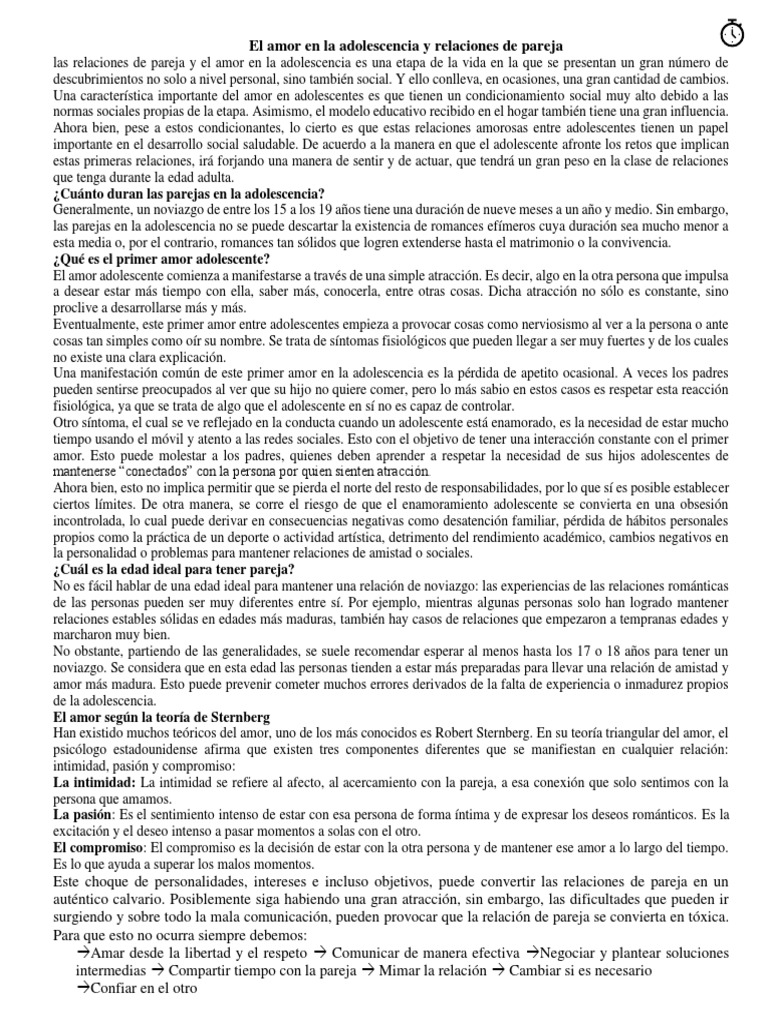 Amor y relaciones en la adolescencia | PDF | Amor | Adolescencia