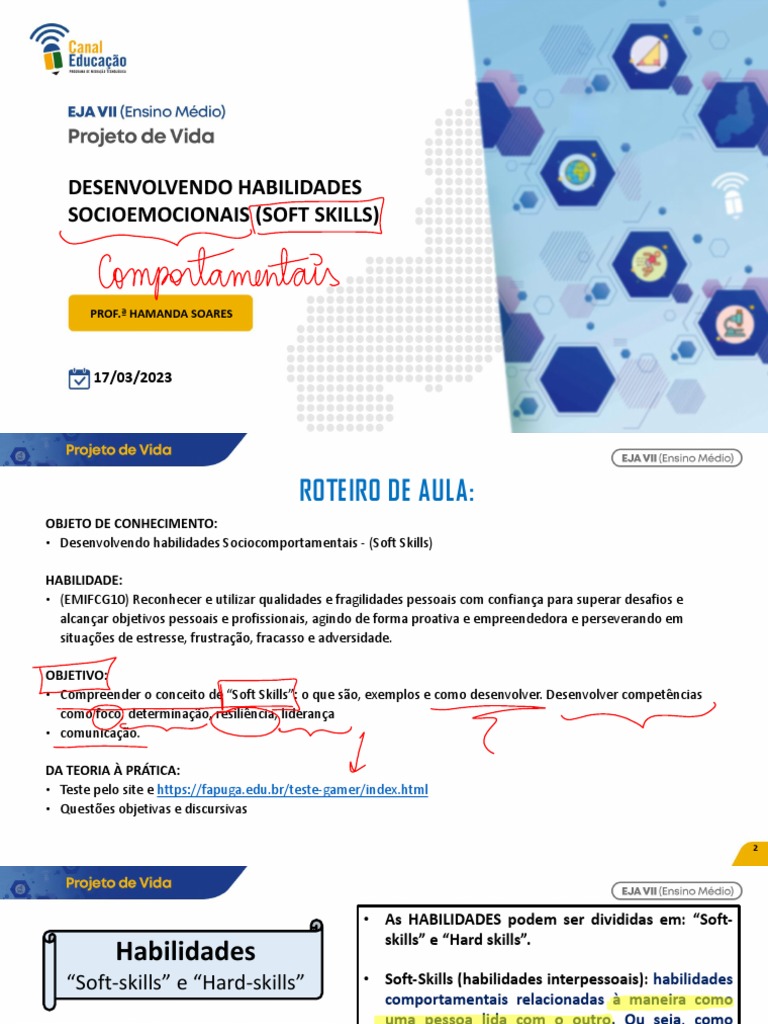 Eja Vii Projeto de Vida 17 03 2023 Desenvolvendo Habilidades ...