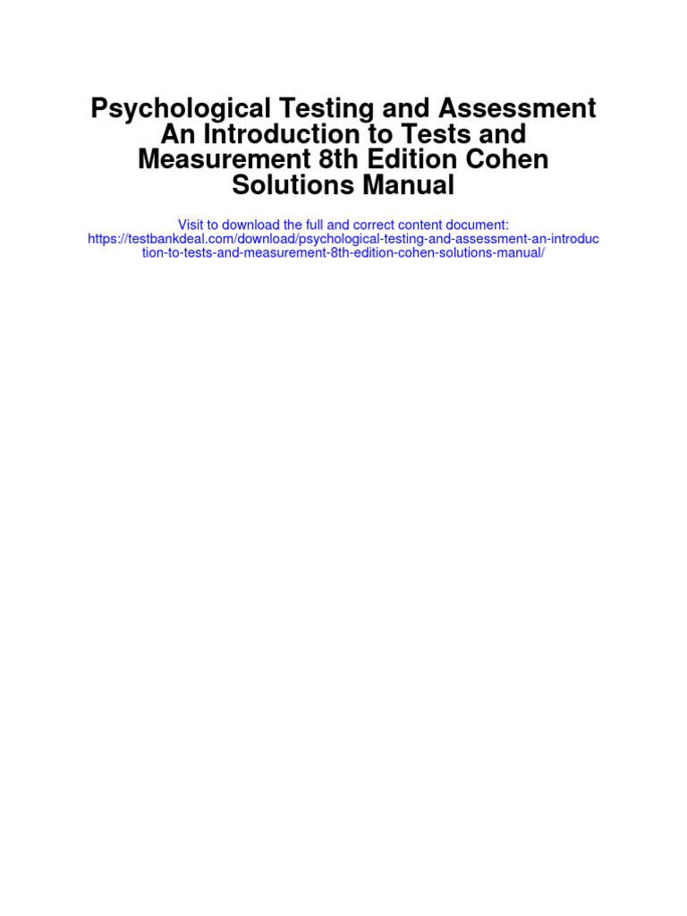 Psychological Testing and Assessment An Introduction To Tests and
