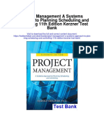 Project Management A Systems Approach To Planning Scheduling and Controlling 11th Edition Kerzner Test Bank