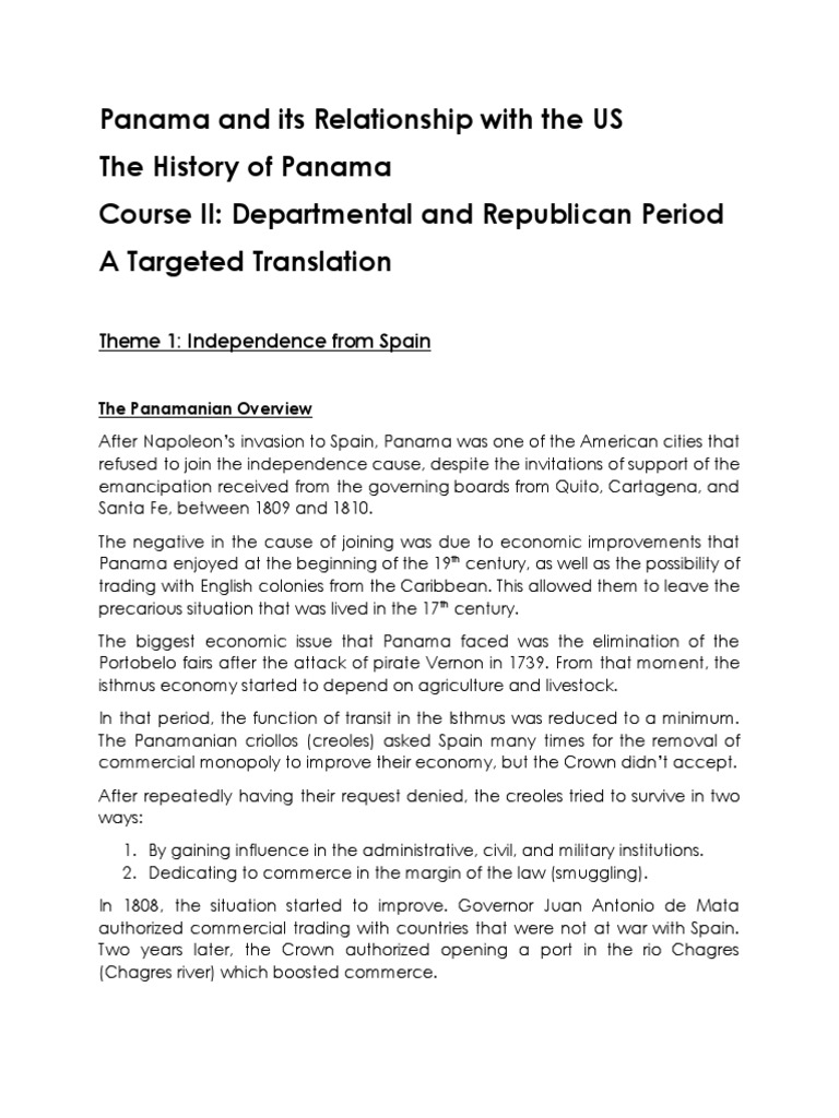 History of Panama PDF Panama The United States